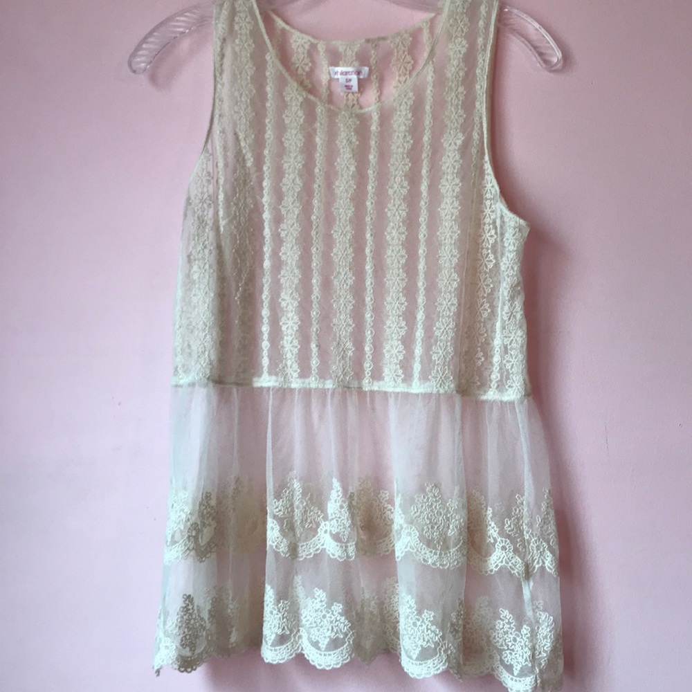 Cream lace peplum tank top